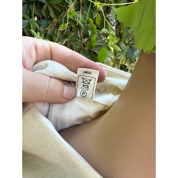 1960s Clarissa Modelle Virgin Wool Knit Shift Dress Mod Ivory Pink Chevron Sz 46 - Picture 15 of 15